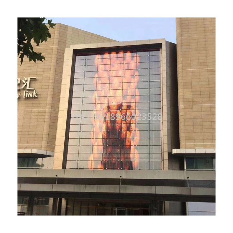 

P3.91 P7.81 Transparent Led Screen High Brightness Outdoor Window Glass Led Screen Display