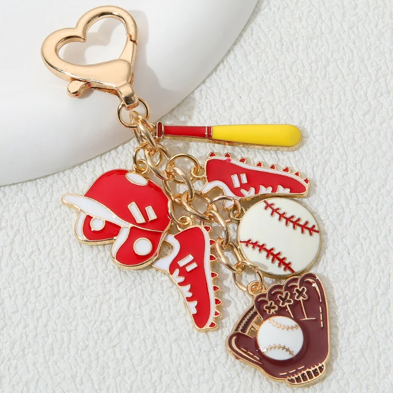 Classic Baseball Helmet Sneakers Enamel Keychain Cute Cartoon Sports Key Ring For Women Men Love Sport Friendship Handmade Gift