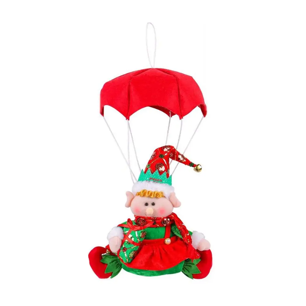 Festive Snowman Parachute Pendant Skydiving Elf Fancy Christmas Tree Doll Toy Cartoon Fabric Plush Doll Hanging Ornaments Window