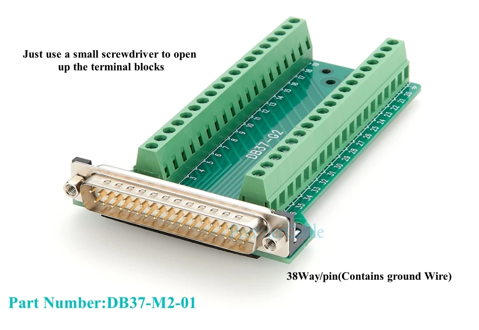 D-SUB DB37 Breakout-Stecker DB37 Stecker Seriell zu Schraubklemmen, lötfreies Verdrahtungsmodul, Signal-Breakout, DIN-Schienen-Leiterplatte – Detail 6