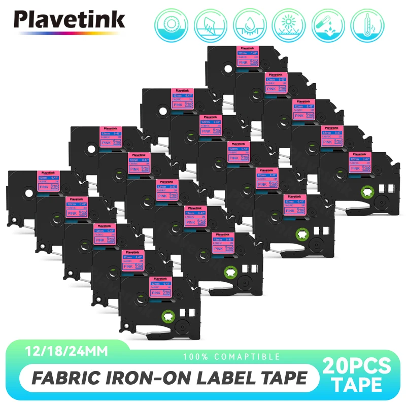 PLAVETINK 20X FA3 FA231 FA3R Compatible For Brother Fabric Tapes FA4 FA241 FA4R Fabric Iron-on Label For Brother PT Label Maker