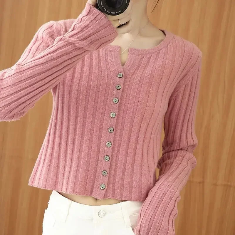 Cardigan Female Clothing Jersey Blouses Women's Coat Spring 2024 Long Sleeve Top Korean Fashion Jumper Knitted Sweater Outwear