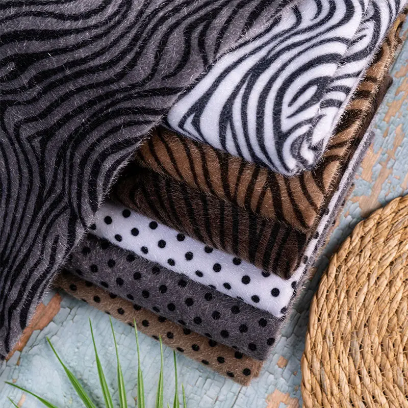Faux Mink Fur Plush Keep Warm Fabric Zebra Stripe Pattern Soft Costume Handmade DIY Home Craft Material Supplies Wholesale