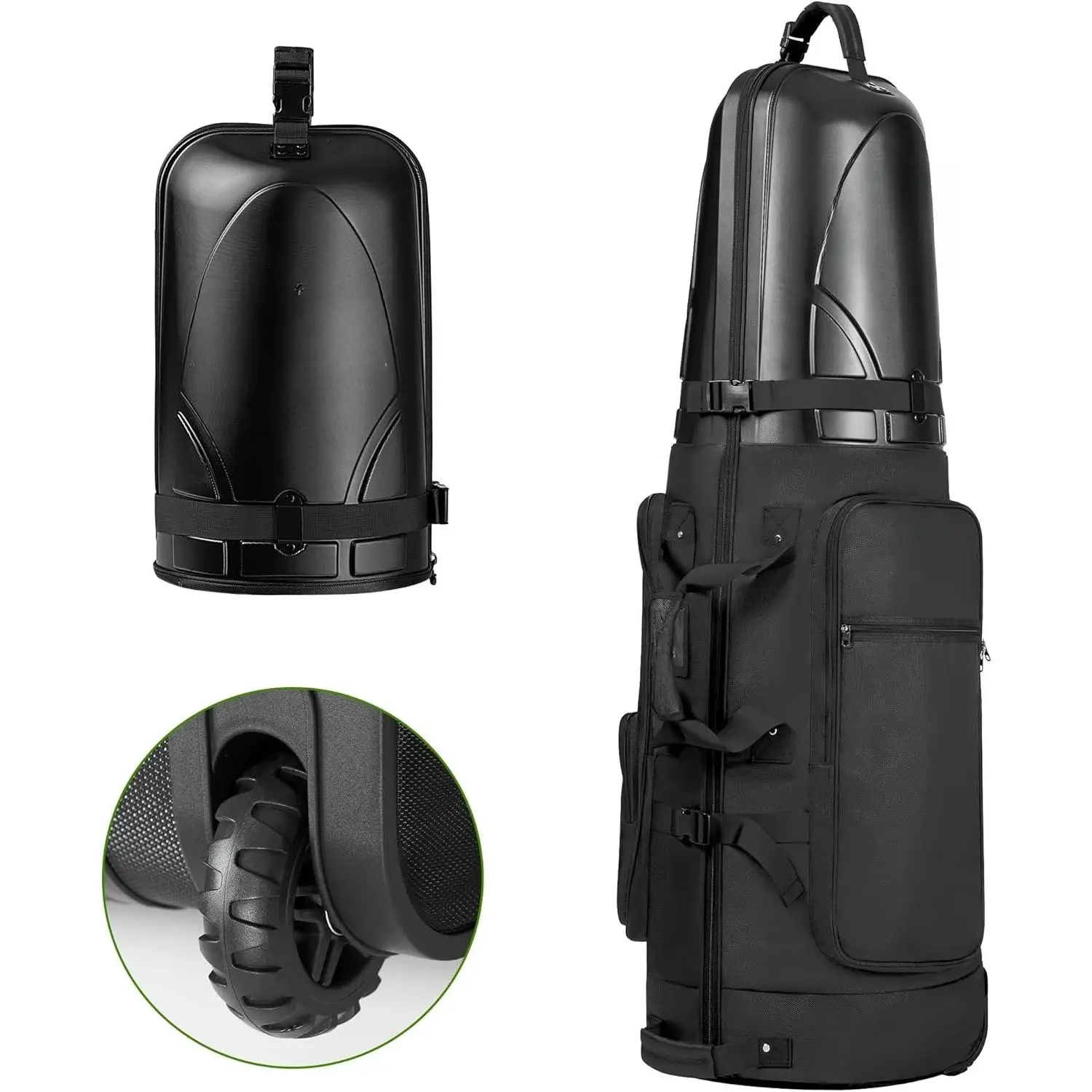 حقيبة سفر جولف مع حافظة صلبة، حقائب سفر نادي جولف أكسفورد شديدة التحمل 1680D لخطوط الجيران مع عجلات سهلة المناورة