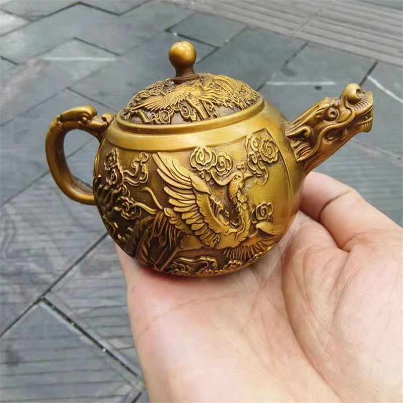 

Brass dragon and phoenix pot, exquisite classical home decoration, auspicious