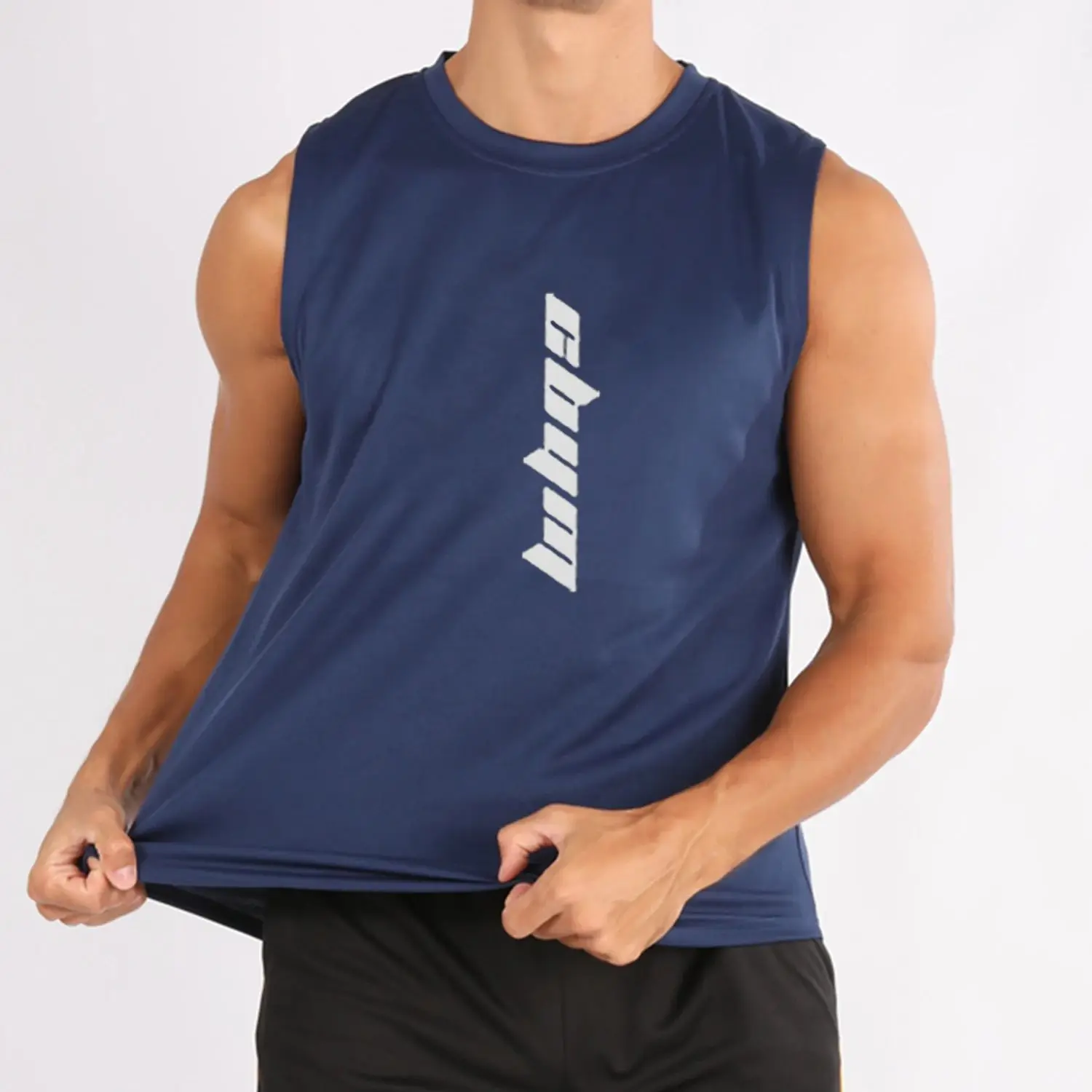 

2025 Summer mesh fitness sports vest men's breathable circular hem loose for training sleeveless T-shirt quick drying men's vest