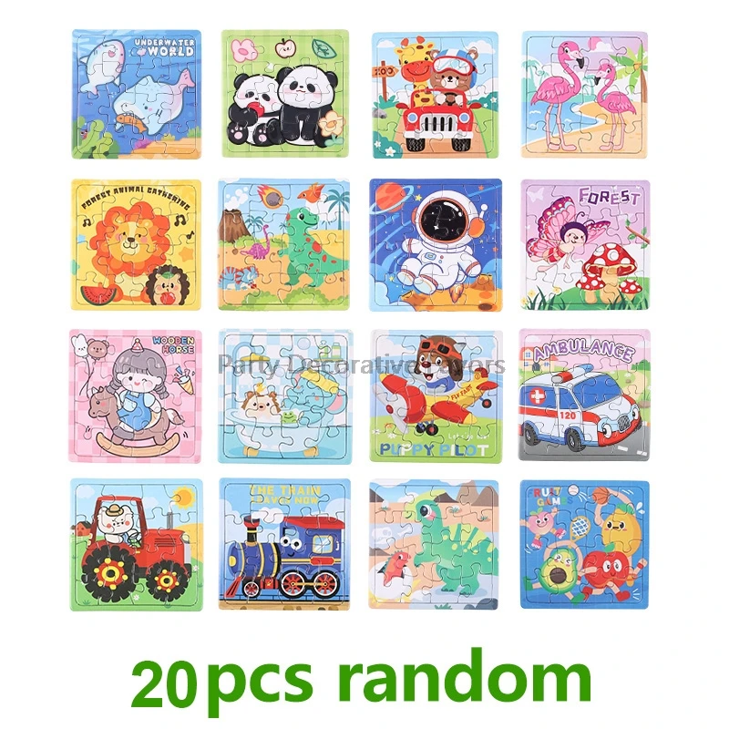 

10/20Pcs Mini Cartoon Animal Puzzles Paper Jigsaw Kids Birthday Party Favors Gift School Rewards Pinata Filler Educational Toys
