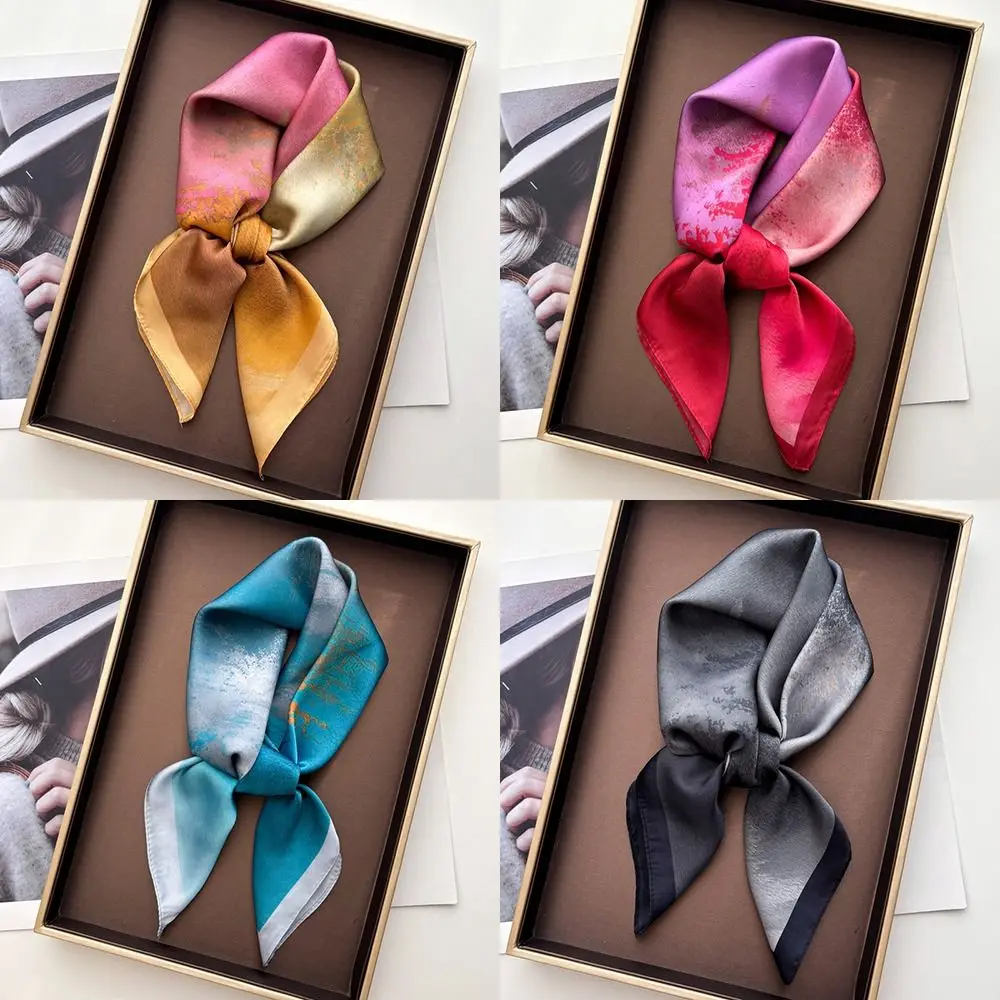 

Модный женский шарф-платок с граффити-принтом, 70 см, мягкий, универсальный, стильный, дышащий, шелковый, летний аксессуар