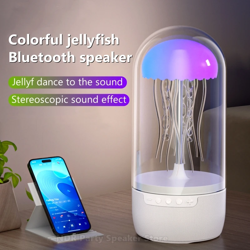 

Decompression Dynamic Jellyfish Portable Bluetooth Speaker LED Desk Lamp 1800mAh Rechargeable Colorful Ambient Lamp Audio Player