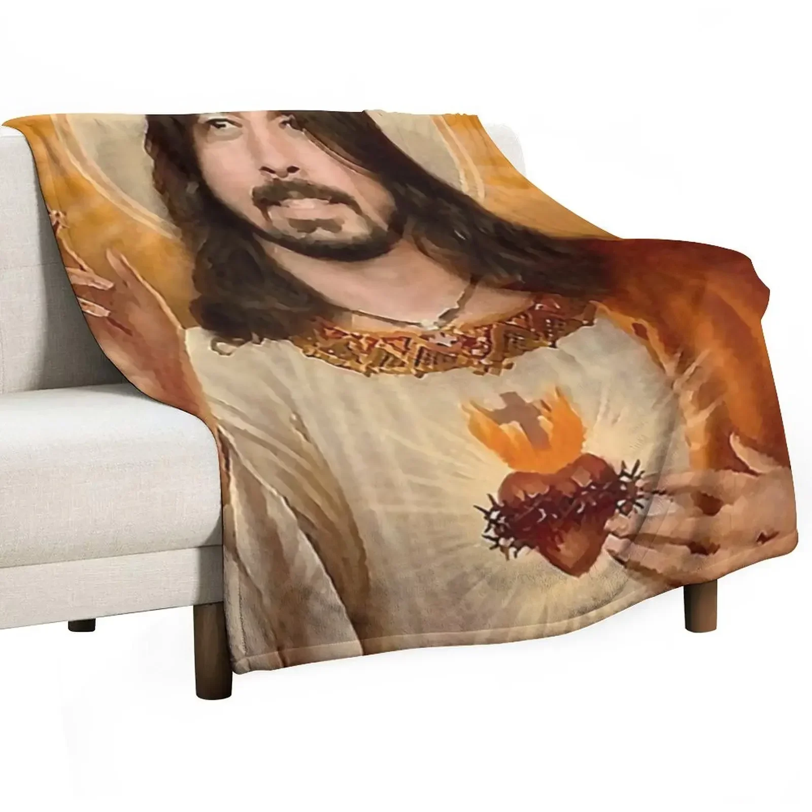 

Dave Grohl Jesus Painting Throw Blanket Cozy Throw Blanket Birthday Gift for Him Her