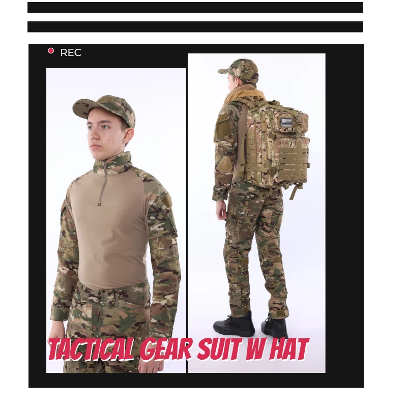 

Камуфляжная форма Multicam, боевая рубашка в рубчик, брюки-карго, костюм с кепкой