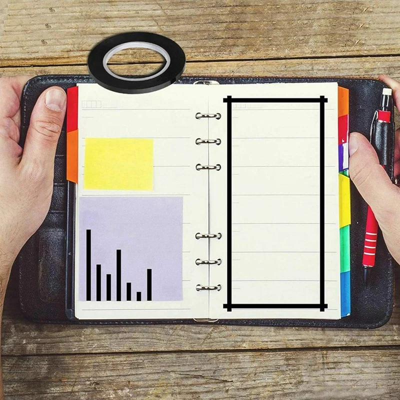 Hot TTKK Whiteboard Pinstripe Tape 12 Rolls 1/8Inch Thin White Board Dry Erase Line Gridding Tape (Black)