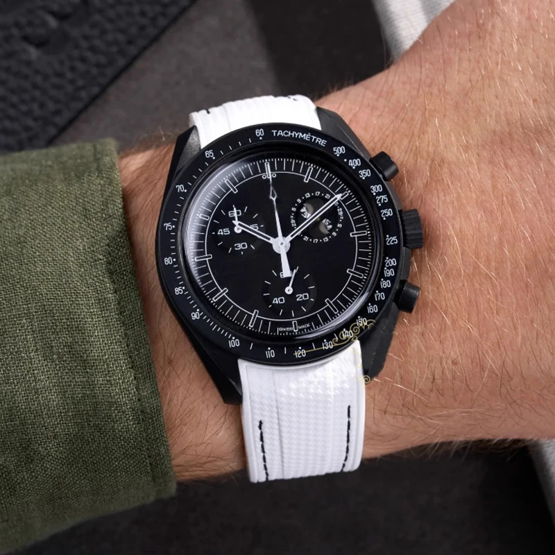 Pasek z gumy TPU do zegarka Omega X Swatch Co branded MoonSwatch 20mm z zakrzywionymi końcówkami, wodoszczelny, sportowy, silikonowy pasek do zegarka, bransoleta