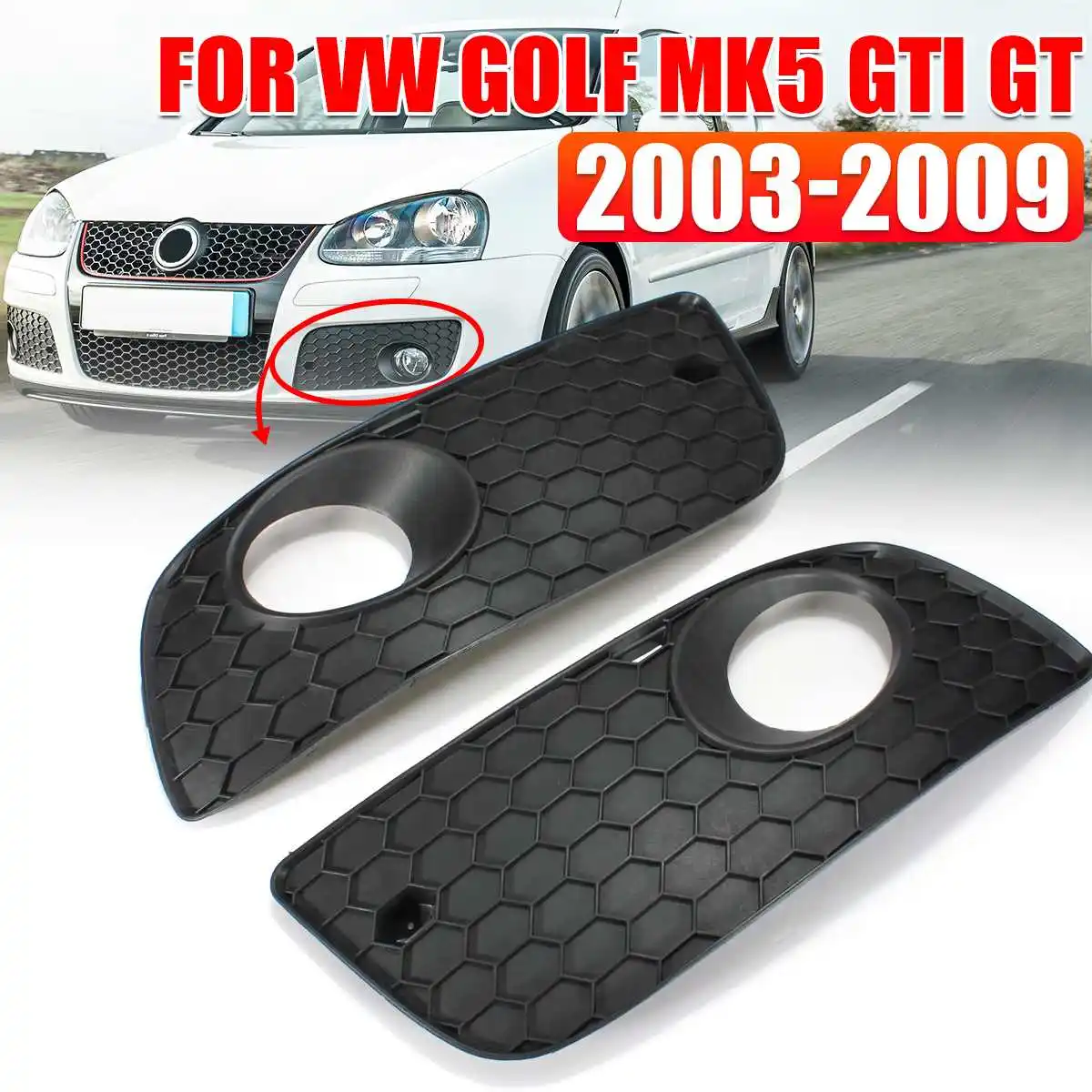 MK5 GTI Fog Lamp Grille Car Front Lower Bumper Grille Fog Light Grille Grill Cover Shell Base For VW For Golf MK5 GTI 2004-2009