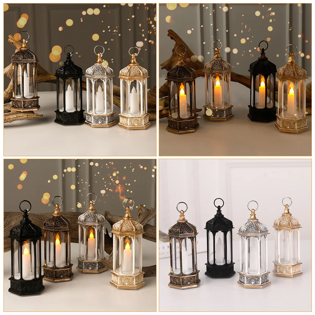 

Vintage Style Decorative Lantern Retro Glowing Wind Lights Christmas Fireplace Tabletop Lamp Xmas Plastic Festival Decorations