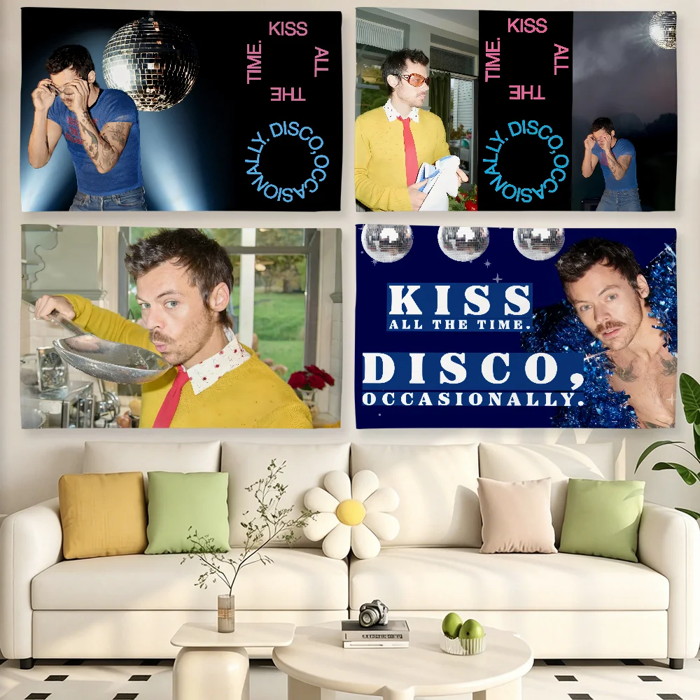 Hot Singer Kiss All the Time Flagge für Wohnzimmer, Zuhause, Wohnheim, Dekoration, Wand, Outdoor, Camping, Party, H-Harry S-Styles Banner, Geschenke