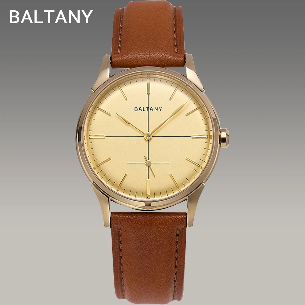 

Baltany 2025 new S4092 men's retro automatic mechanical watch ST1701 S4092 cross flower decoration dial small second hand waterp