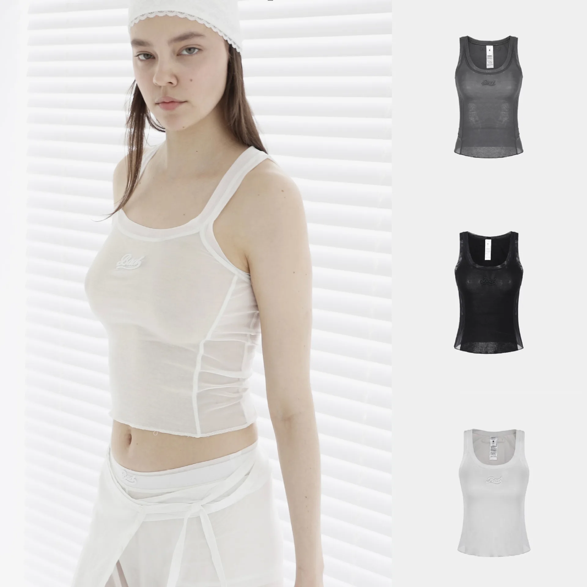 Korean badblood bcac series tank top with straps for women - sexy revealing base layer top