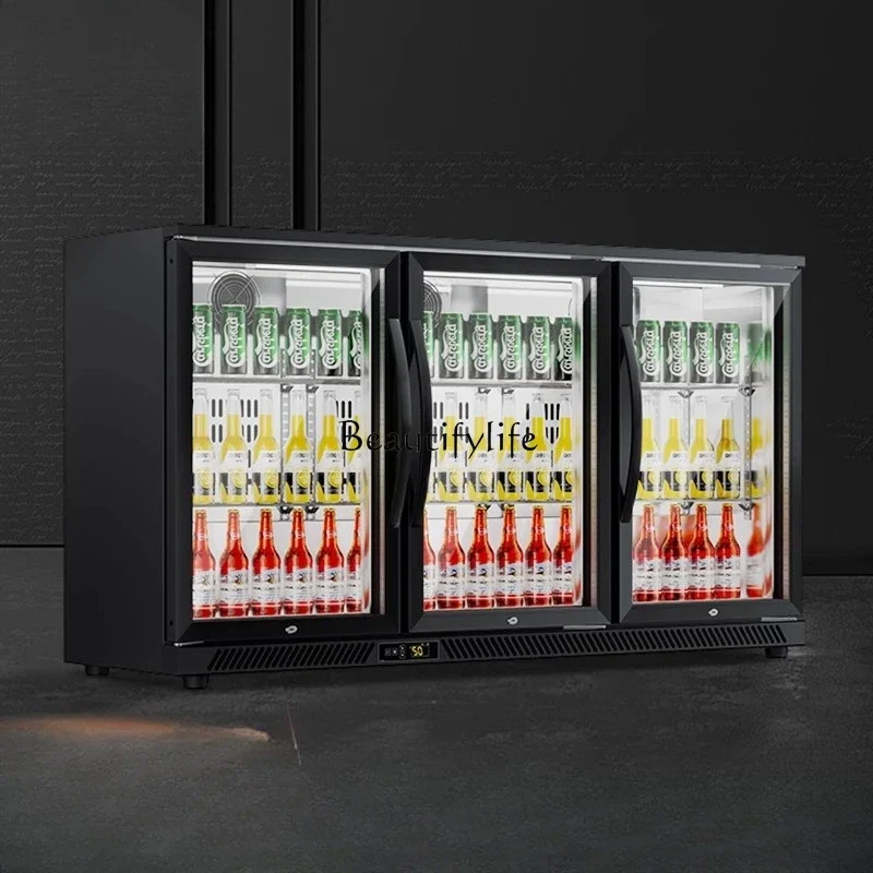 3Bar Recessed Freezer Beverage Refrigeration Display Fresh-keeping Cabinet Small Commercial Refrigerator
