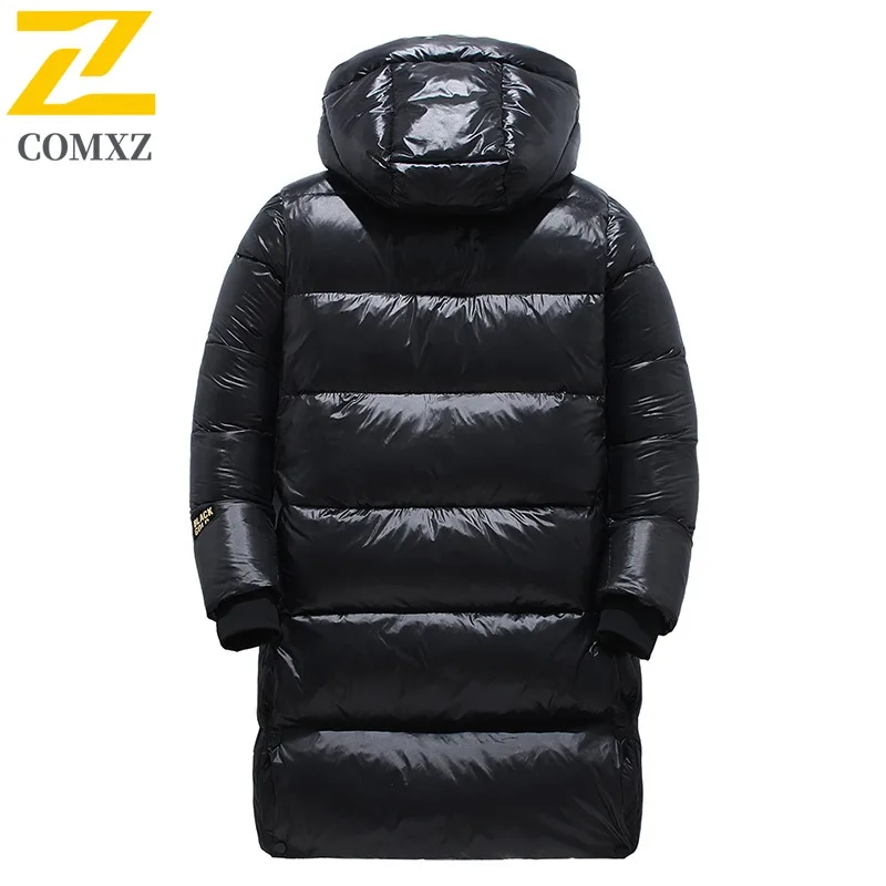 COMXZ Men Winter Jacket Long-Length Thickened Ski Trip Windproof Feature Snow Puffer Jacket Street Look Warm Design Padding Coat