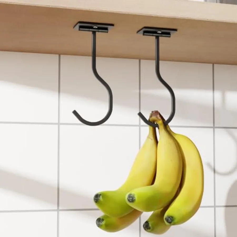 

Self Adhesive Metal Hook, Under Cabinet Hook For Kitchen Items, Foldable Banana Hook With Magnets