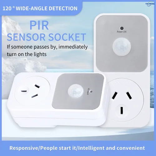Imagen 2 del producto Toma de corriente activada por movimiento YICHENG, toma de corriente, Sensor de detección de movimiento, luz de garaje de seguridad, toma de Sensor PIR