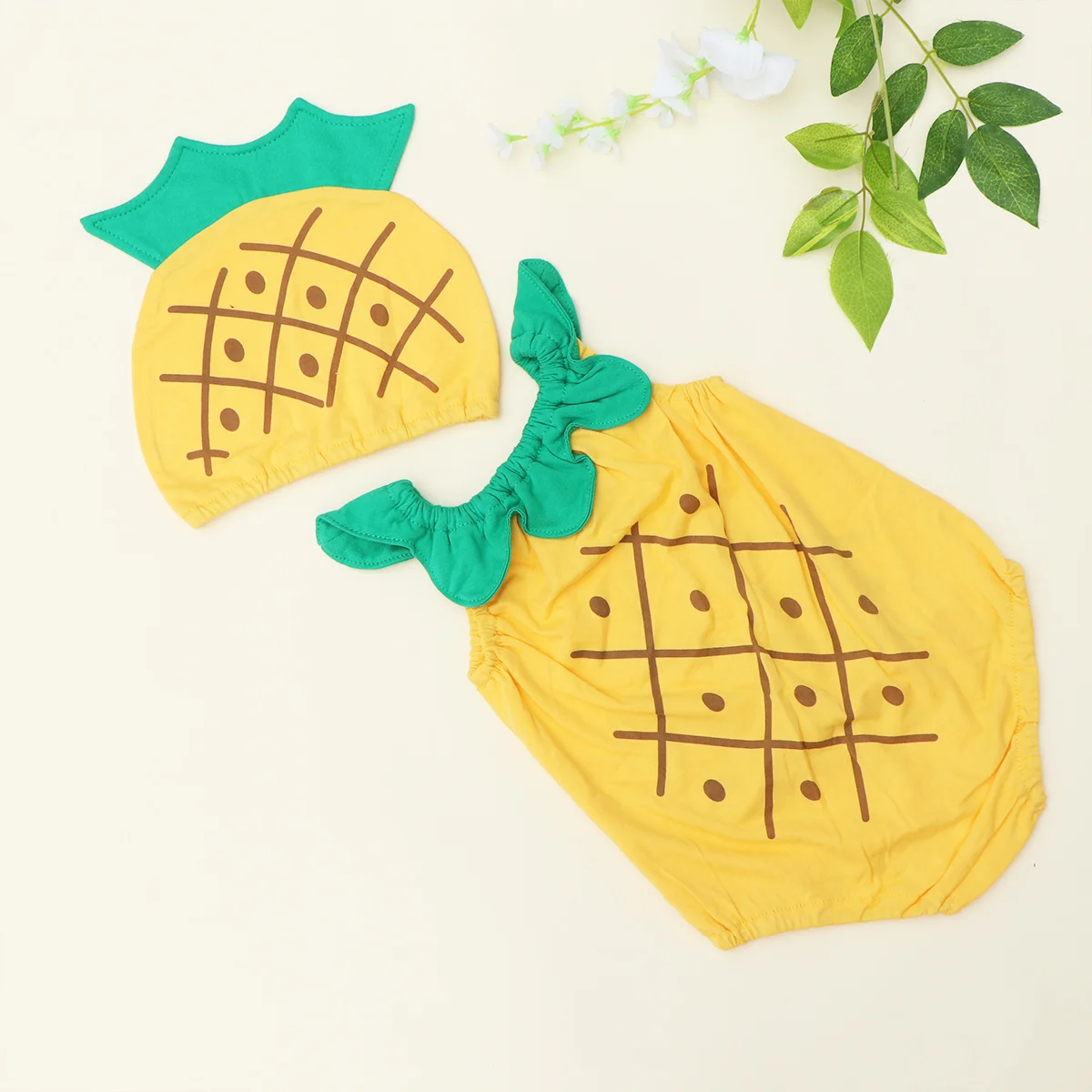 

Infant Cotton Sleeveless Baby Jumpsuits 70cm Pineapple Fruit Design Cool Summer Playwear Pineapple Jumpsuits