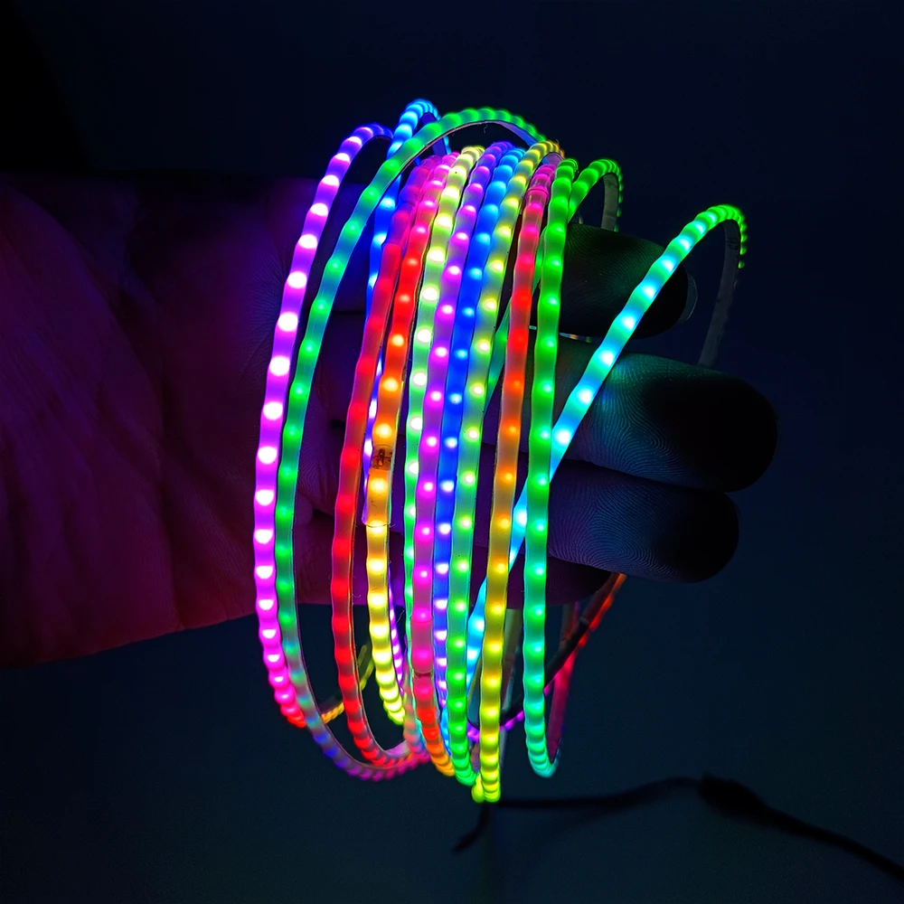 2.7mm COB LED Strip Ultra Narrow WS2812B Individually Addressable Flexible RGBIC Colorful Pixel Light 160Leds/M White PCB DC5V