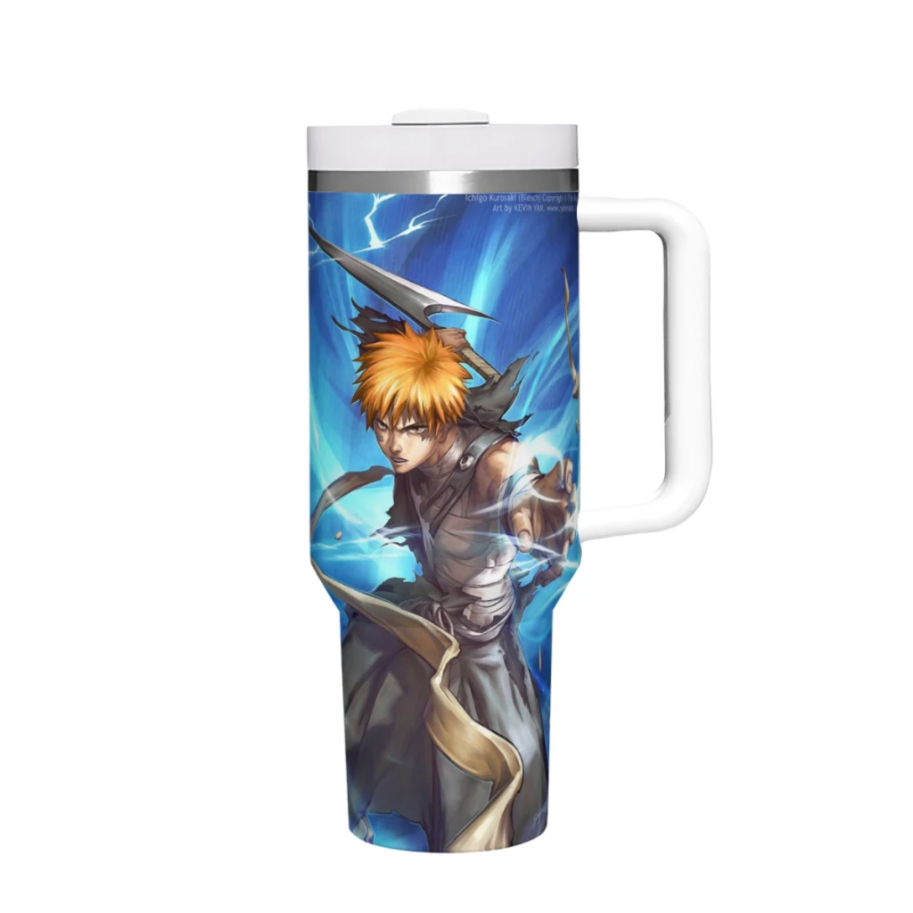 Travel Mugs Newest-Design-Hot-Anime-B-Bleachh Stainless Steel 304 Drinkware Thermal 40oz/1200ml  Large Capacity Handle Car Cup