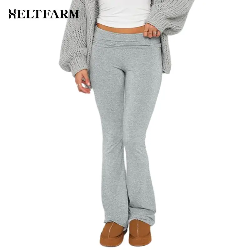 

Women's Solid Woman Pants Slim Fitting High Waisted Streetwear Casual Flare Pants Women Clothes Full Length Capris Trousers