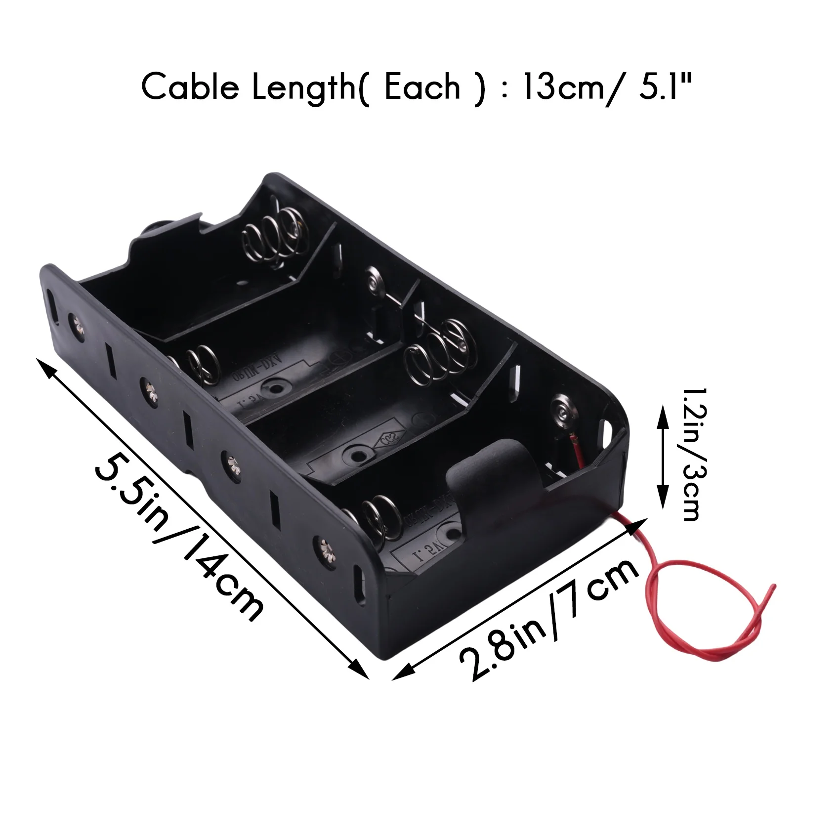 FULL-Spring Clip Black 4 X 1.5V D Size Battery Batteries Holder Case