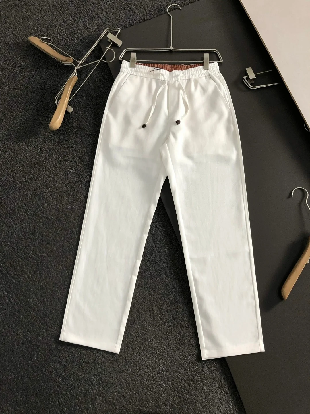Italian Vintage Style Men's Summer Lightweight Breathable Straight Leg Elastic Waist Linen Business Casual Pants