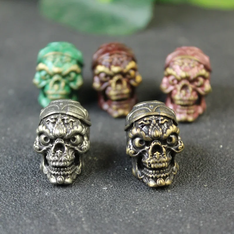 Tibetan Buddhist Tantra Gabala Skull   Bead Black Brass EDC Outdoor Tool DIY Paracord Accessories Woven Lanyard Pendant