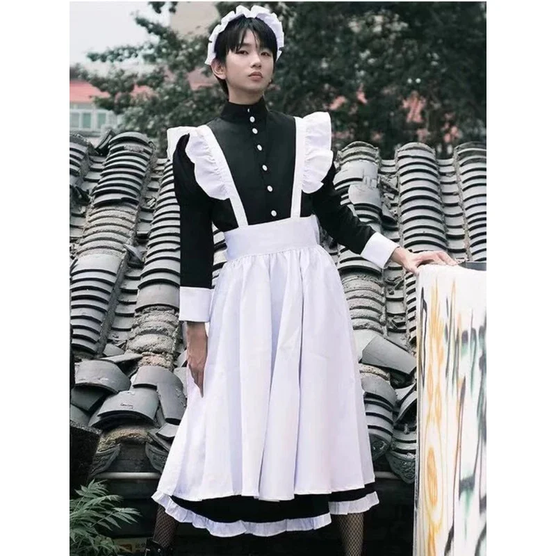 فستان لوليتا خادمة للذكور ، زي خادم تأثيري ، زي مدرسي لطيف ، تأثيري ياباني ، ثنائي الأبعاد