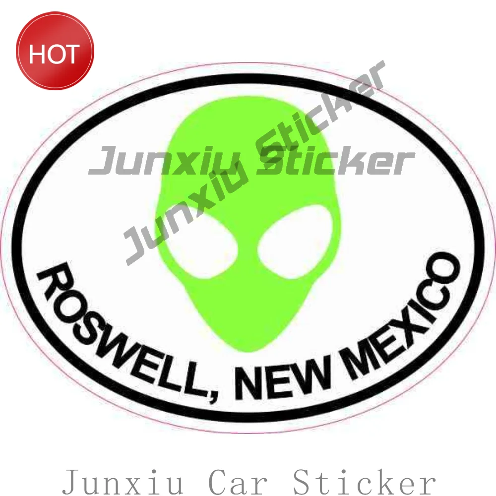 Green Alien Oval Roswell Sticker For Car Window And Laptop Novelty Space Graphic Decal For Alien Fans And Sci Fi Enthusiasts