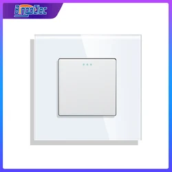 Bingoelec Push Button Switch 1/2/3 Gang 1 Way 2 Way 3 Way EU Standard Home light Switch Crystal Glass Panel Wall switch