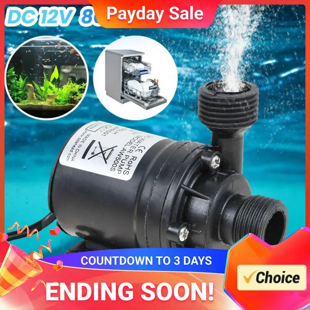 DC Water Pump DC 12V Brushless Water Pump 18W High  Water Pump 800L/H IP68 Waterproof Low Noise High Performance Lift 5M