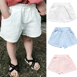 2024 Baby Boys Shorts Summer Cotton Solid PP Linen Shorts for Boy Harem Pants Toddler Children Short Casual Kids Clothing 1-7y