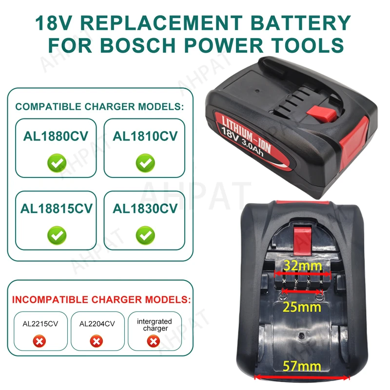 18 Volt 3000mAh Li‑ion Rechargeable Battery Replacement For PBA PSB PSR Cordless Power Tools Compatible AL1880CV Charger