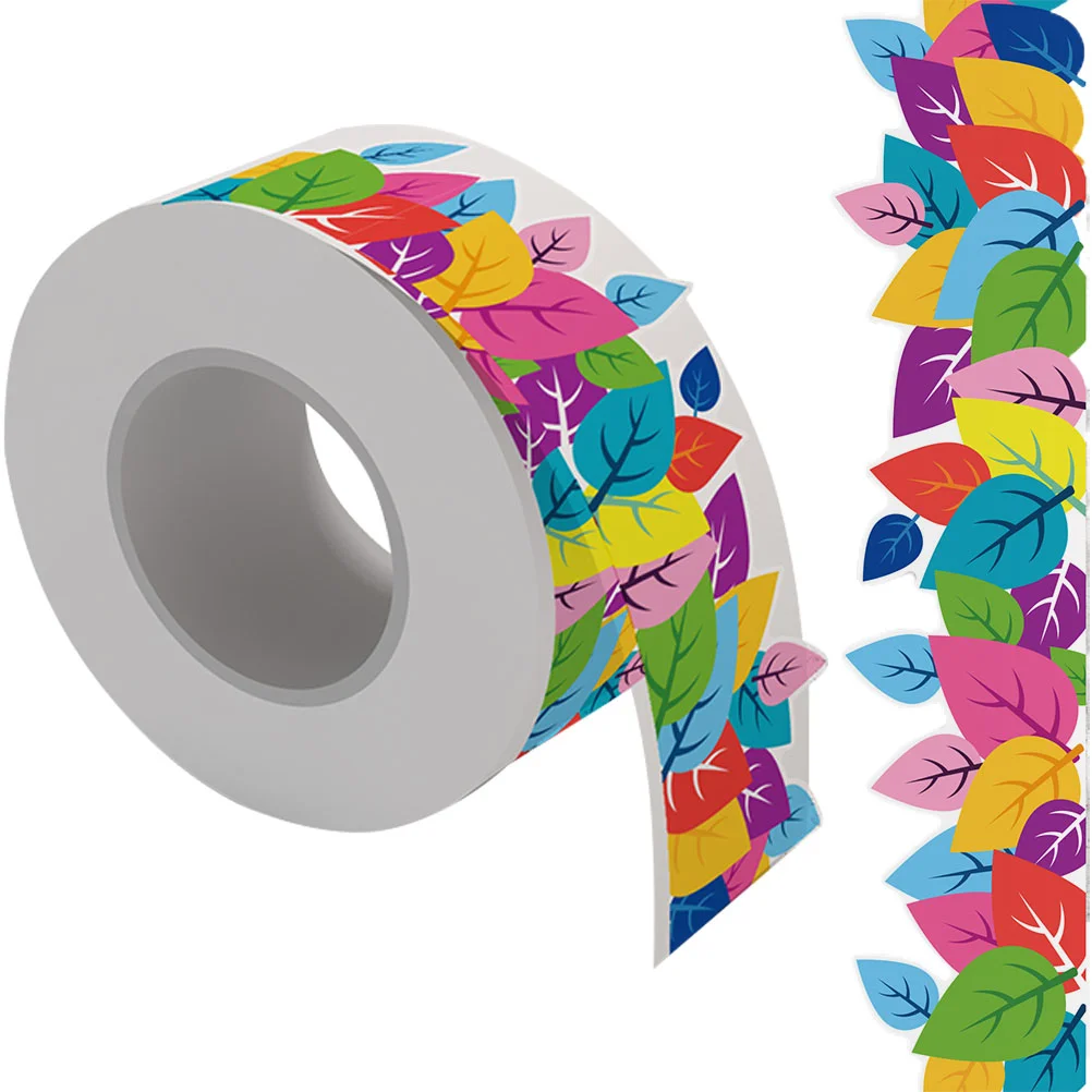 of Decorative Bulletin Board Border Sticker Bulletin Border Sticker Adorable Blackboard Border Trim Cartoon leaf