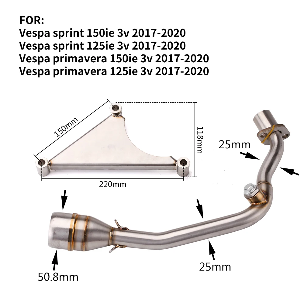 Motorcycle Exhaust Pipe For Vespa Sprint 125 Primavera 125 150 Front Link Tail Pipe Clip Clamp Caliper Bracket 2017-2022 Years