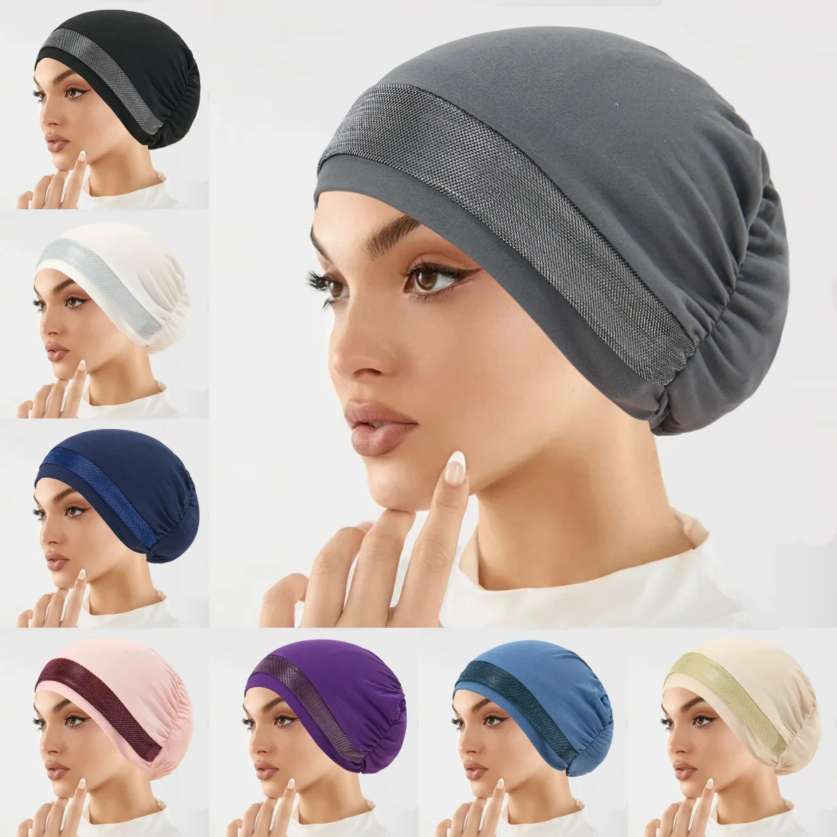 2025 nuevo Hijab musulmán para mujer, bufanda, accesorios para el cabello, sombrero de tela elástica suave, cubierta para la cabeza, capó para dormir de noche ancha, hiyabs para niña