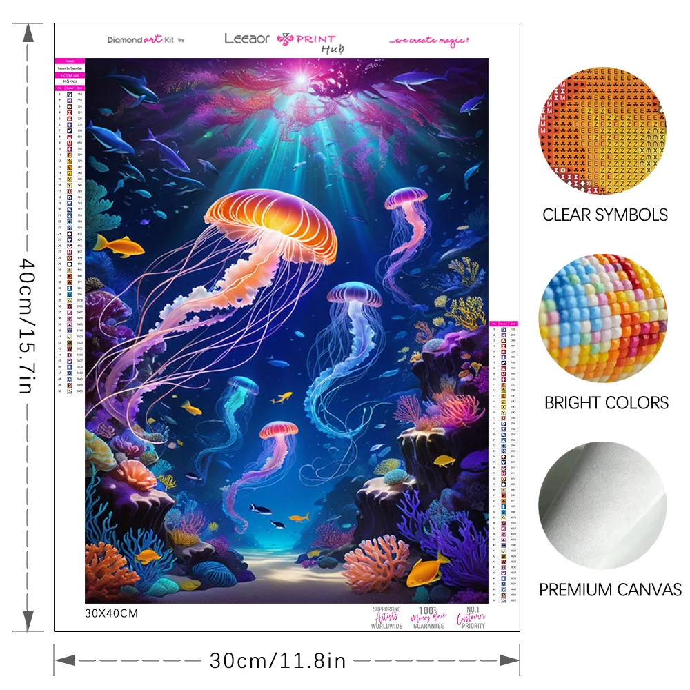 Jellyfish Whale Fantasy Diamond Painting Aquatic Creatures Full Diamond Mosaic Cross Stitch Kit Cute Cartoon Decoration Handmade