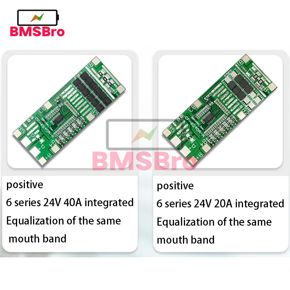 24V 6S 20A 40A 18650 Li-Ion Lithium Battery Poretect Board Solar Lighting Bms Pcb With Balance For Ebike Scooter