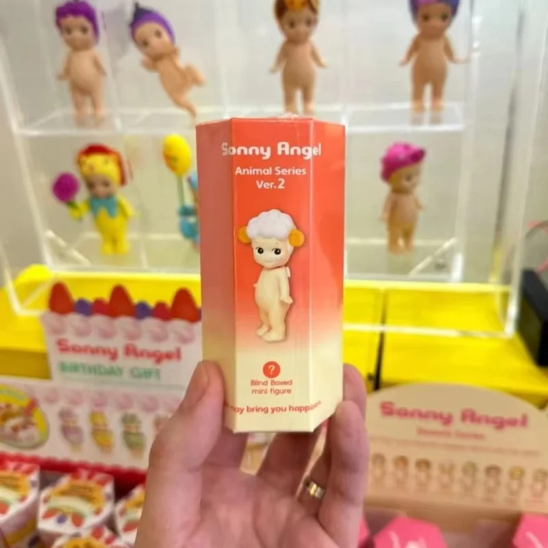 New 12pcs Sonny Angel Animal Series 2 Doll Ornament Small Angel Animal Hat Design Holding Face Doll Motherland Editions Toy Gift