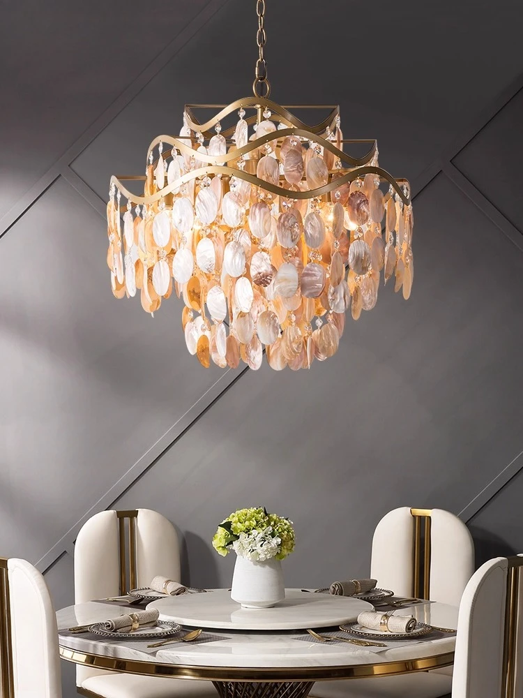 American country chandelier dining room light creative shell simple art bedroom crystal lamp living room chandelier