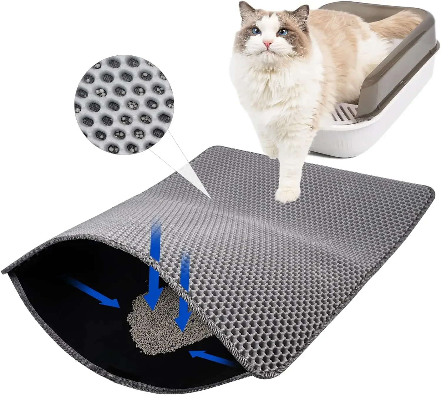 Cat Litter Mat Non Slip Big Pet Litter Box Filter Mat Double Layer Wear Resistant Waterproof Cat Litter Mat Pet Clean Supplies