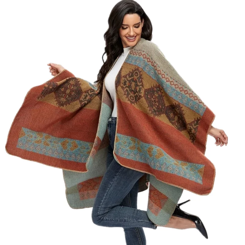 

Winter Fashion Poncho Women Capes Scarf Imitation Cashmere Ladies Scarves Warm Shawls Wraps Woman Ponchos Bufanda Mujer Foulard