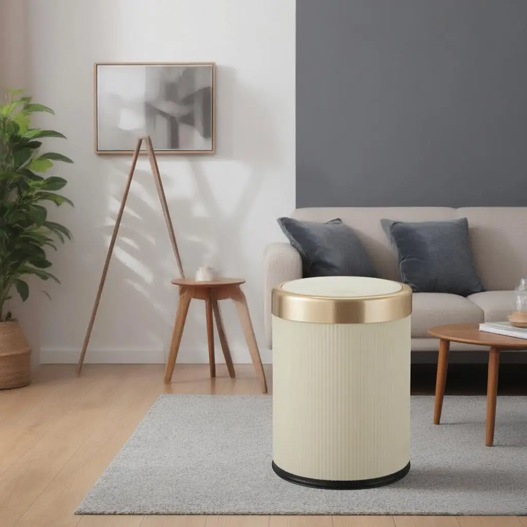 

Household Lightweight Trash Can High End Solid Color Luxury Living Room Rubbish Bin Home Indoor Outdoor Practical Trash Can