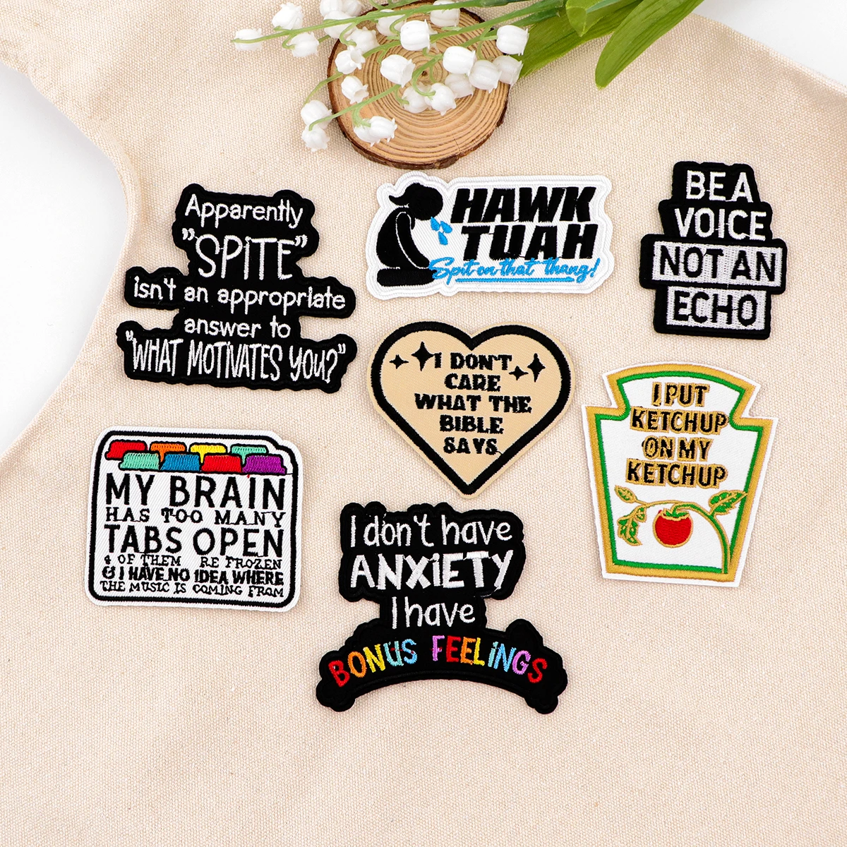 Quotations Series Hand Patch Embroidery Popular Embroidered Logo Garment Accessories Sticker Patches Clothing For Friend Gifts